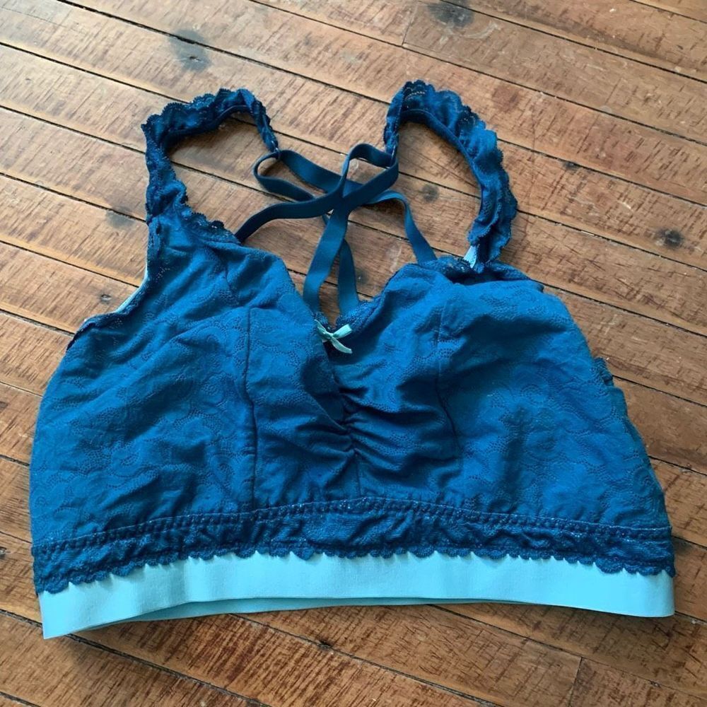 Cacique blueย & teal lacyโstrappy 14/16 loungewearโbra